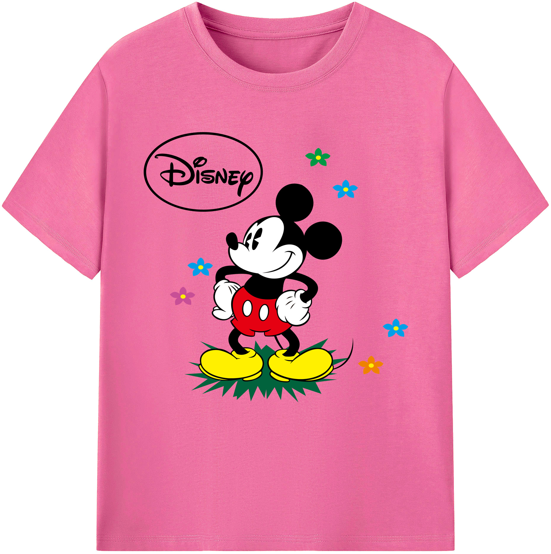 （画像用） ミッキーマウス Mickey Mouse レディースカジュアルプリントTシャツ（綿100％）